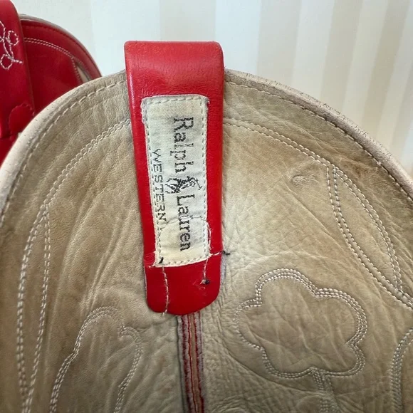 Ralph Lauren Selene Lucchese Red Western Boots 8C - Picture 8 of 15